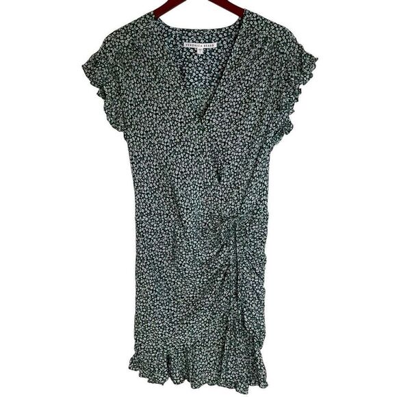 Veronica Beard Womens Marla Silk Floral Ruched Ruffled Mini Dress Green Size 8 - Picture 11 of 14